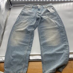 Bershka Balloon Baggy Light Blue Denim Jeans